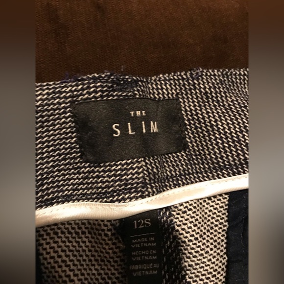 White House Black Market Navy Blue And Gray Wide Leg Slim Fit Size 12 S - Picture 7 of 11